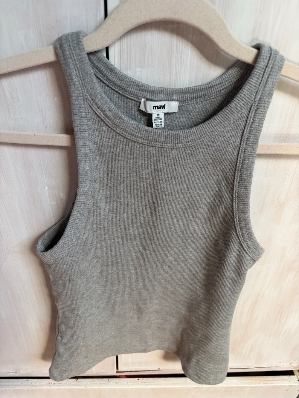 Mavi Ribbed Tank Top in Taupe Gray
